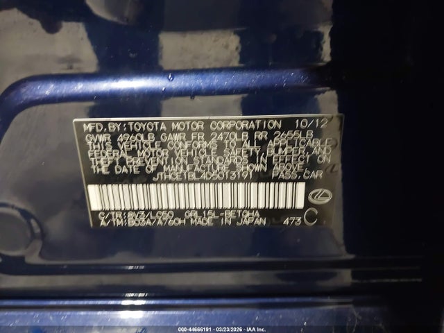 44666191 :رقم المزاد ، JTHCE1BL4D5013191 vin ، 2013 Lexus Gs 350 مزاد بيع