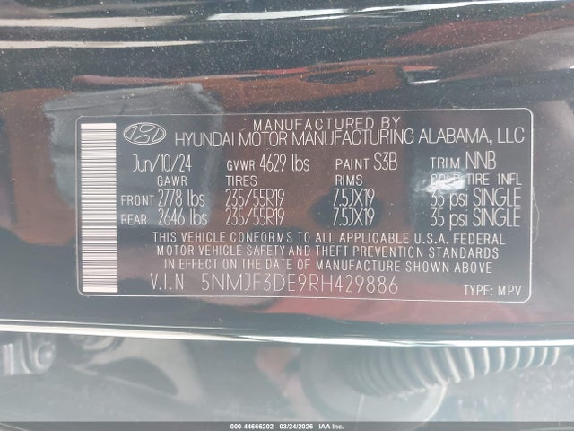 44666202 :رقم المزاد ، 5NMJF3DE9RH429886 vin ، 2024 Hyundai Tucson Sel مزاد بيع