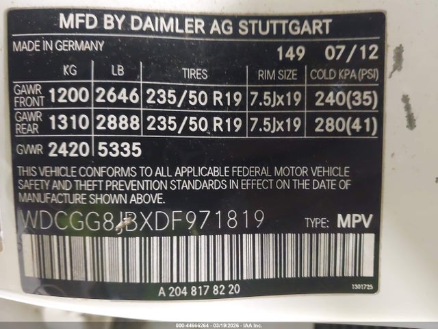 Aukcja sprzedaży 2013 Mercedes-benz Glk 350 4matic, vin: WDCGG8JBXDF971819, numer aukcji: 44666264