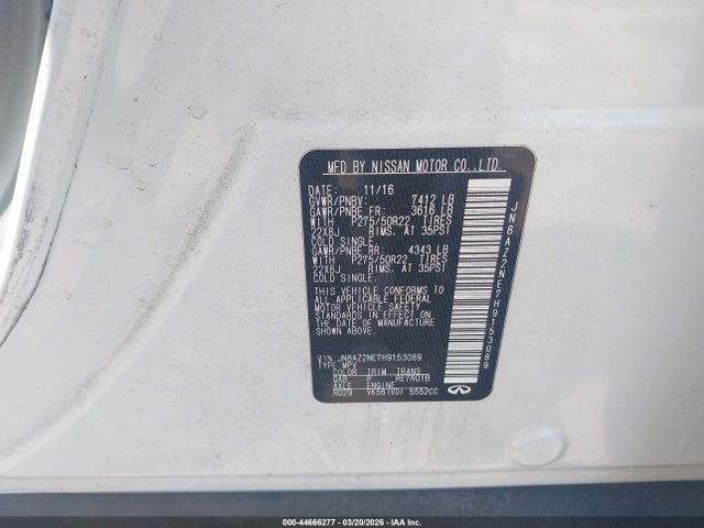 Продажа на аукционе авто 2017 Infiniti Qx80, vin: JN8AZ2NE7H9153089, номер лота: 44666277