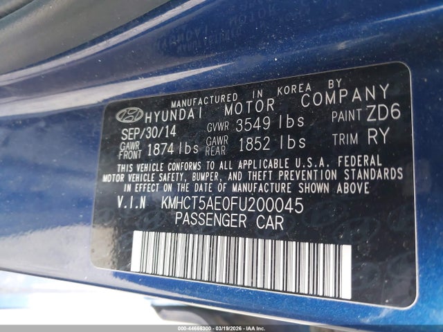 Hyundai ACCENT GS 2015 KMHCT5AE0FU200045 Image 9