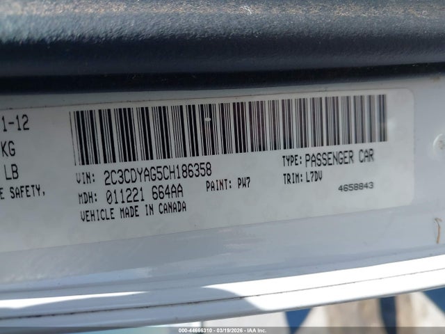 Продажа на аукционе авто 2012 Dodge Challenger Sxt, vin: 2C3CDYAG5CH186358, номер лота: 44666310
