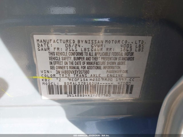 44666324 :رقم المزاد ، 3N1AB8DVXSY207980 vin ، 2025 Nissan Sentra Sr مزاد بيع