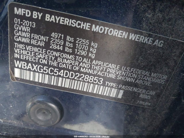 Продажа на аукционе авто 2013 Bmw 528i, vin: WBAXG5C54DD228853, номер лота: 44666363