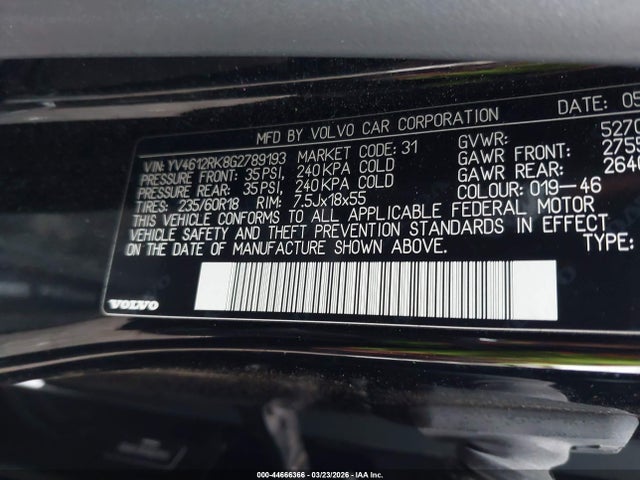YV4612RK8G2789193 Volvo Xc60 T5 Premier
