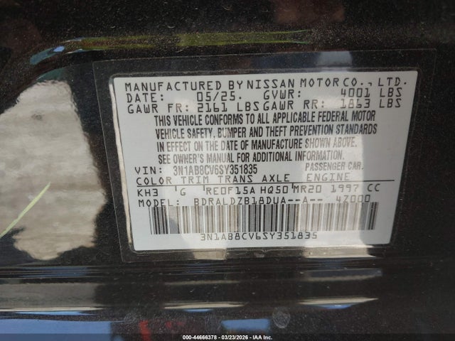 Aukcja sprzedaży 2025 Nissan Sentra Sv, vin: 3N1AB8CV6SY351835, numer aukcji: 44666378