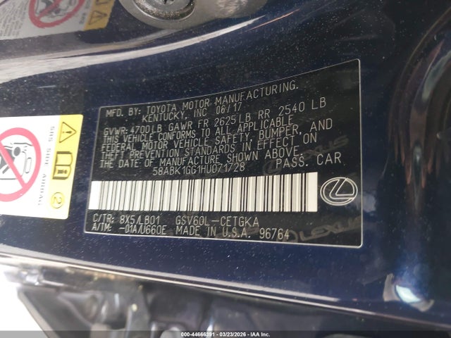 2017 LEXUS ES 350 58ABK1GG1HU071728 Photo 8