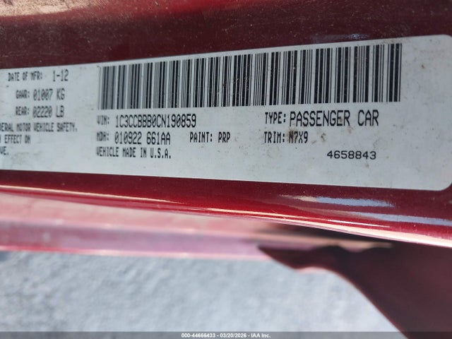 Продажа на аукционе авто 2012 Chrysler 200 Touring, vin: 1C3CCBBB0CN190859, номер лота: 44666433