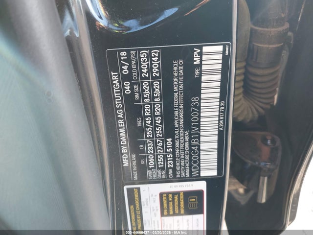 44666437 :رقم المزاد ، WDC0G4JB1JV100738 vin ، 2018 Mercedes-benz Glc 300 مزاد بيع