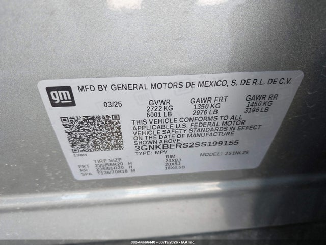 Aukcja sprzedaży 2025 Chevrolet Blazer Fwd Rs, vin: 3GNKBERS2SS199155, numer aukcji: 44666440