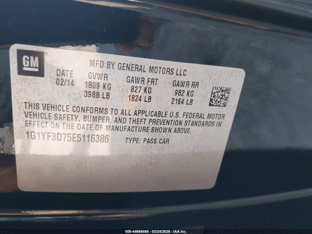 Chevrolet CORVETTE STINGRAY 2014 1G1YF3D75E5116386 Image 9