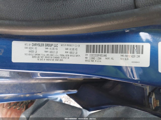 Aukcja sprzedaży 2015 Chrysler 200 C, vin: 1C3CCCEG9FN551006, numer aukcji: 44666465