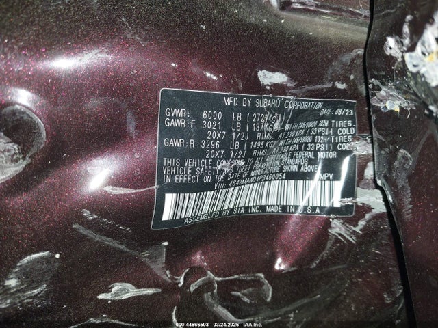 2023 Subaru Ascent Touring 7-passenger მანქანა იყიდება აუქციონზე, vin: 4S4WMAWD4P3460054, აუქციონის ნომერი: 44666503