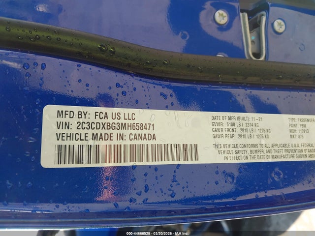 Продажа на аукционе авто 2021 Dodge Charger Sxt Rwd, vin: 2C3CDXBG3MH658471, номер лота: 44666525