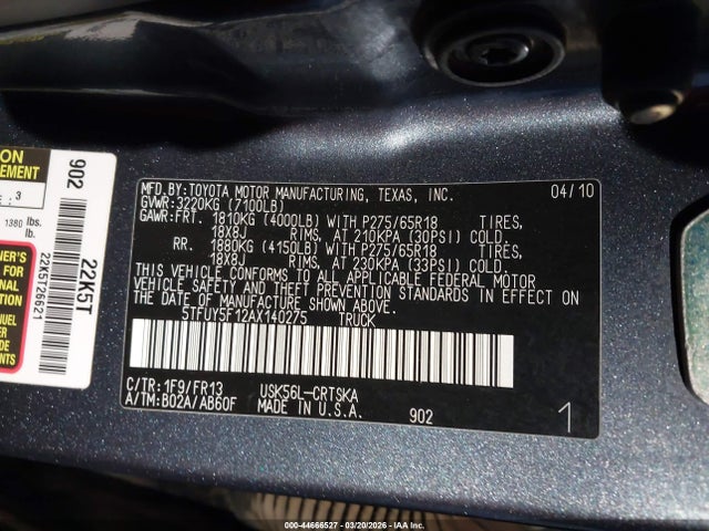 2010 TOYOTA TUNDRA 5TFUY5F12AX140275 Photo 8