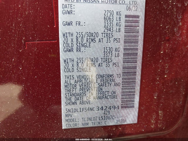 Продаж на аукціоні авто 2022 Infiniti Qx60 Luxe Awd, vin: 5N1DL1FS4NC342494, номер лоту: 44666549