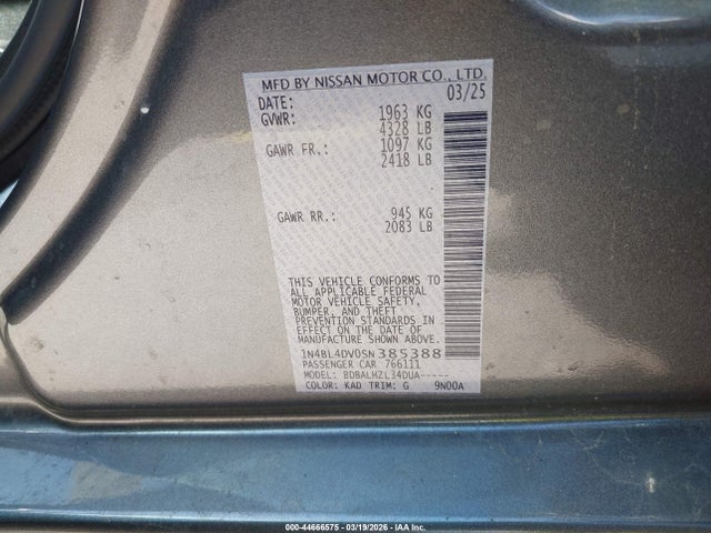 Продажа на аукционе авто 2025 Nissan Altima Sv Fwd, vin: 1N4BL4DV0SN385388, номер лота: 44666575