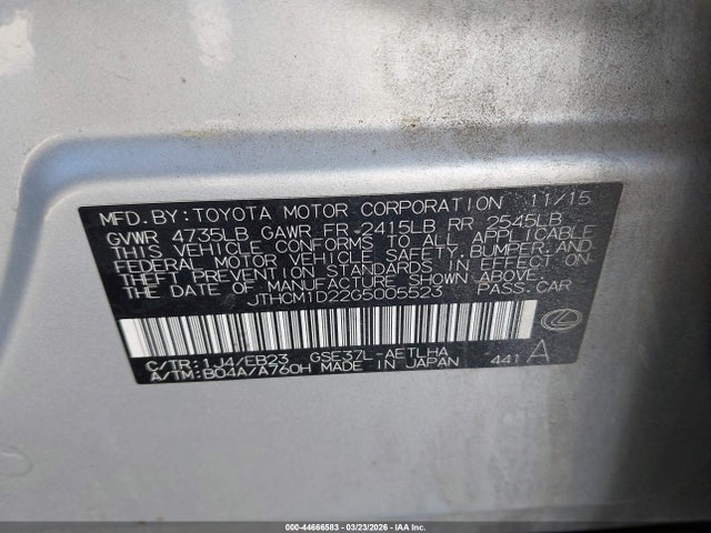 44666583 :رقم المزاد ، JTHCM1D22G5005523 vin ، 2016 Lexus Is 300 مزاد بيع