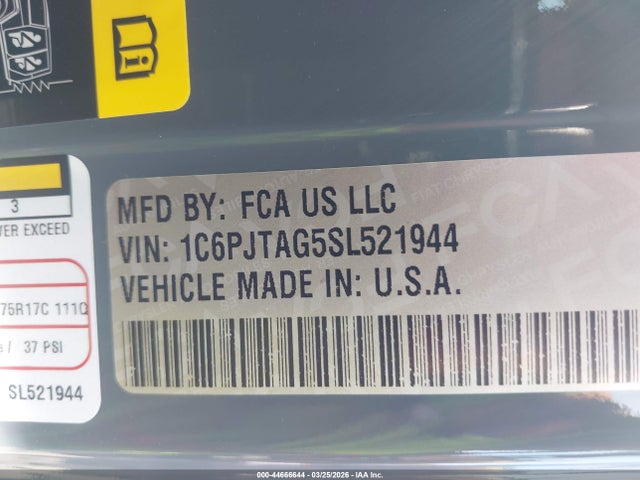 Продаж на аукціоні авто 2025 Jeep Gladiator Big Bear, vin: 1C6PJTAG5SL521944, номер лоту: 44666644