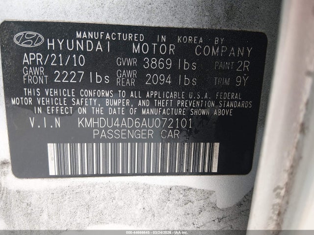 2010 HYUNDAI ELANTRA KMHDU4AD6AU072101 Photo 8