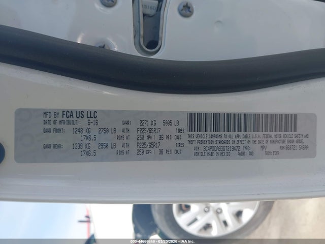 Aukcja sprzedaży 2016 Dodge Journey Se, vin: 3C4PDCAB3GT219472, numer aukcji: 44666649