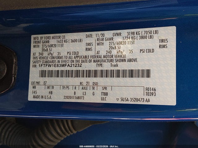 2021 FORD F-150 1FTFW1E83MFA21232 Photo 8