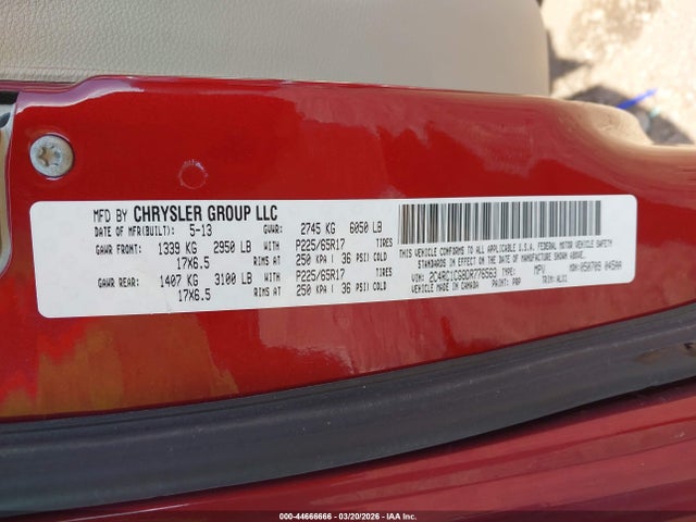 Aukcja sprzedaży 2013 Chrysler Town & Country Touring-l, vin: 2C4RC1CG8DR776563, numer aukcji: 44666666