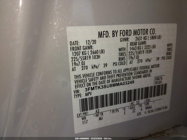 2021 FORD MUSTANG MACH-E 3FMTK3SU8MMA03249 Photo 8