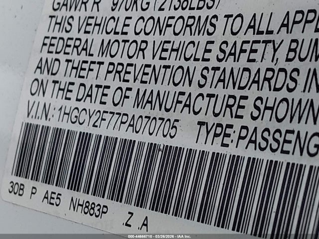 1HGCY2F77PA070705 Honda Accord Hybrid Sport-l