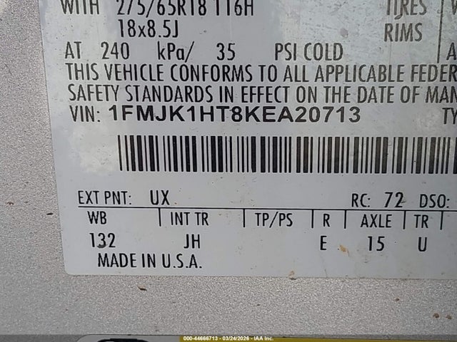Aukcja sprzedaży 2019 Ford Expedition Max Xlt, vin: 1FMJK1HT8KEA20713, numer aukcji: 44666713