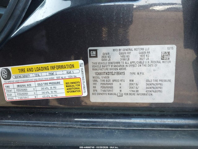 Продажа на аукционе авто 2016 Gmc Acadia Denali, vin: 1GKKVTKD7GJ186415, номер лота: 44666749
