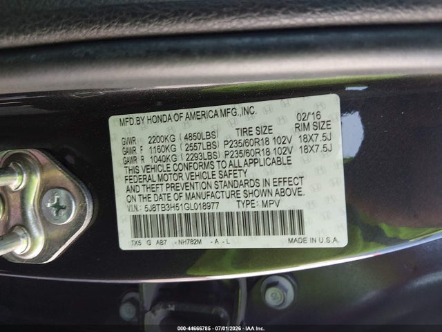 Продаж на аукціоні авто 2016 Acura Rdx Technology   Acurawatch Plus Packages/technology Package, vin: 5J8TB3H51GL018977, номер лоту: 44666785