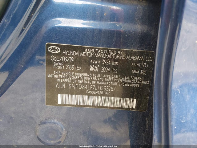 Aukcja sprzedaży 2020 Hyundai Elantra Sel, vin: 5NPD84LF7LH532287, numer aukcji: 44666787