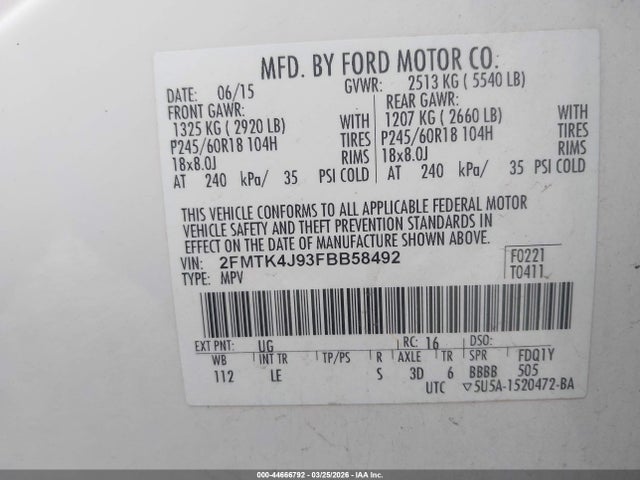 2015 FORD EDGE 2FMTK4J93FBB58492 Photo 8