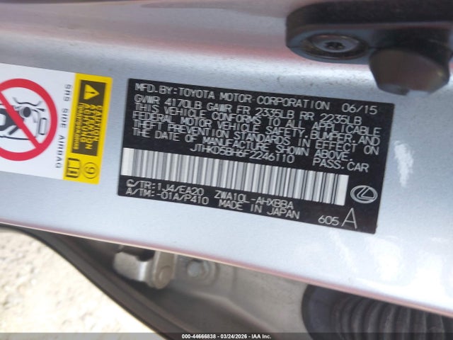 2015 LEXUS CT 200H JTHKD5BH6F2246110 Photo 8