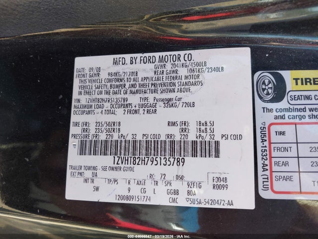 2009 FORD MUSTANG 1ZVHT82H795135789 Photo 8