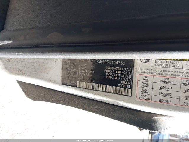 Продаж на аукціоні авто 2016 Mercedes-benz Metris, vin: WD3PG2EA0G3124750, номер лоту: 44666899