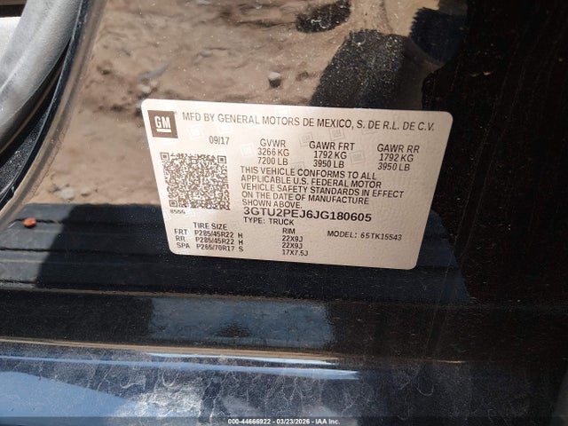 2018 Gmc Sierra 1500 Denali მანქანა იყიდება აუქციონზე, vin: 3GTU2PEJ6JG180605, აუქციონის ნომერი: 44666922