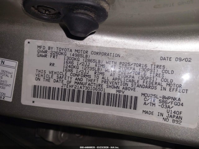 2003 TOYOTA HIGHLANDER JTEHF21A730106501 Photo 8
