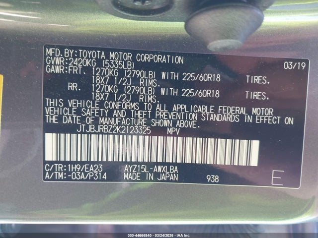 Продажа на аукционе авто 2019 Lexus Nx 300h, vin: JTJBJRBZ2K2123325, номер лота: 44666940