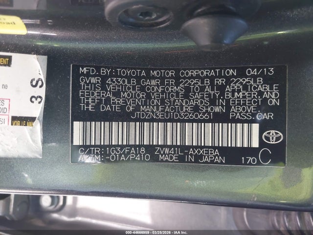 Продаж на аукціоні авто 2013 Toyota Prius V Three, vin: JTDZN3EU1D3260661, номер лоту: 44666959