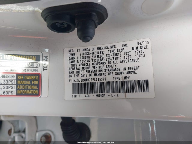 Honda Cr-v Ex-l 2015 5J6RM4H73FL065379 Image 9