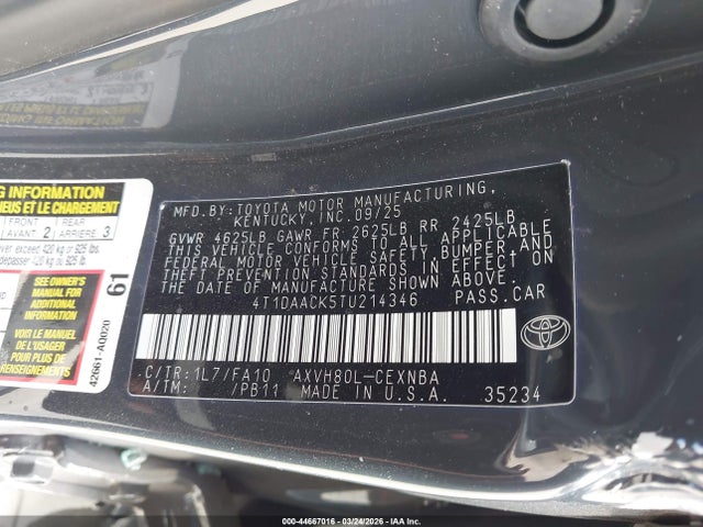 Toyota CAMRY LE 2026 4T1DAACK5TU214346 Image 9
