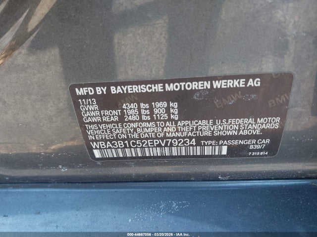 Продаж на аукціоні авто 2014 Bmw 320i, vin: WBA3B1C52EPV79234, номер лоту: 44667056