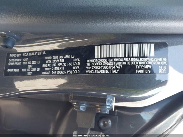 Fiat 500x Lounge Awd 2018 ZFBCFYDB5JP647477 Image 9