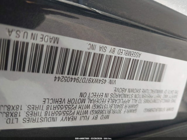 44667060 :رقم المزاد ، 4S4WX97D794405244 vin ، 2009 Subaru Tribeca Special Edition 7-passenger مزاد بيع