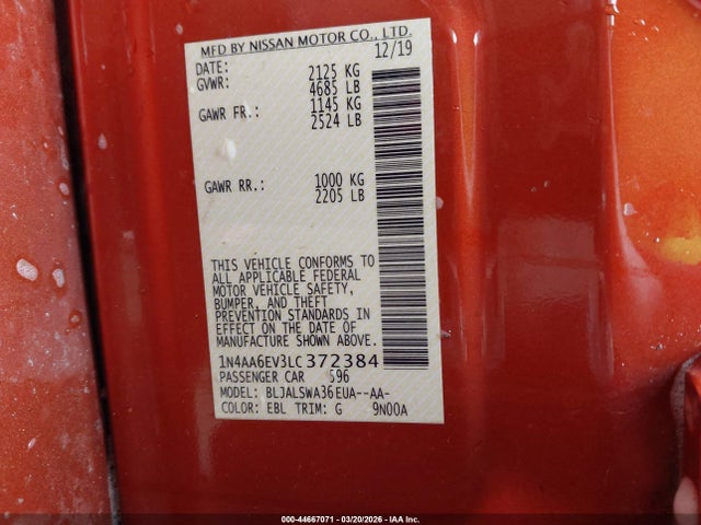 2020 NISSAN MAXIMA 1N4AA6EV3LC372384 Photo 8