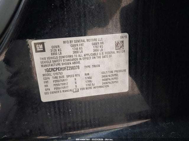 Aukcja sprzedaży 2015 Chevrolet Silverado 1500 Ls, vin: 1GCRCPEH9FZ298378, numer aukcji: 44667081