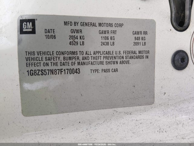 2007 SATURN AURA 1G8ZS57N87F170043 Photo 8