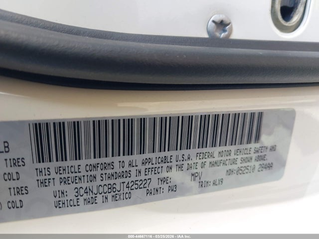 44667116 :رقم المزاد ، 3C4NJCCB6JT425227 vin ، 2018 Jeep Compass Limited Fwd مزاد بيع